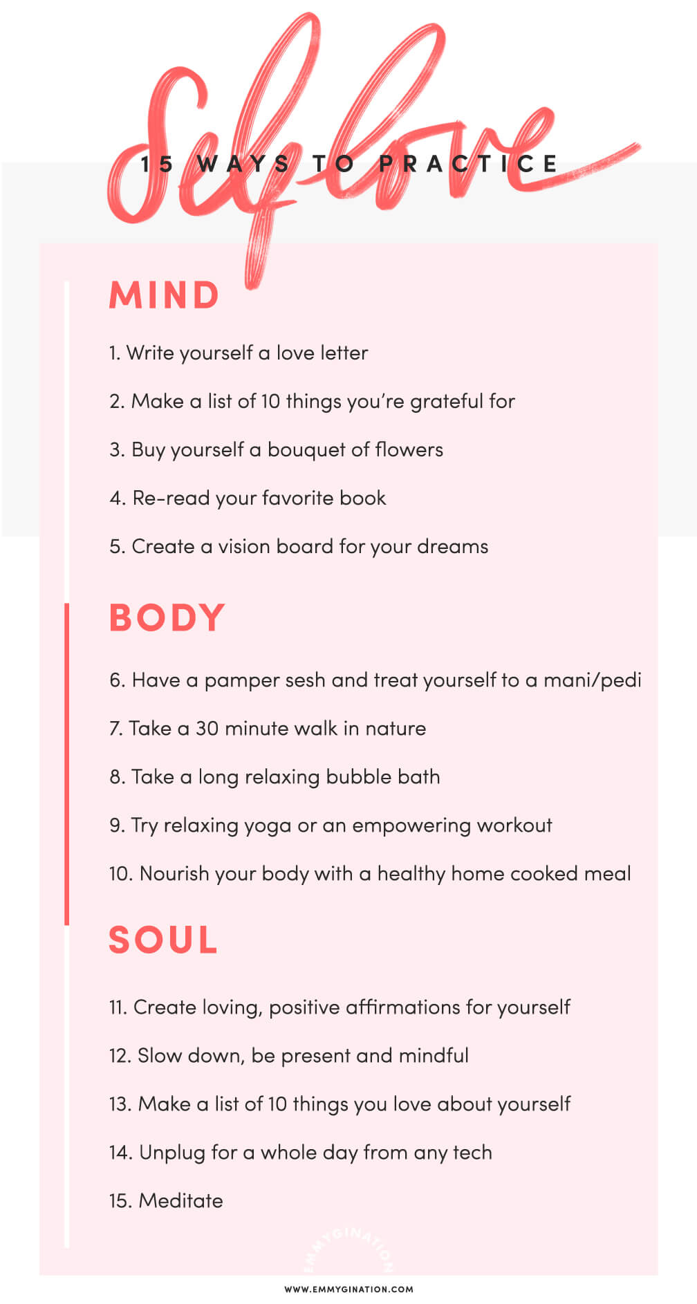 Loving yourself can be very challenging for some of us especially when we're hit with anxiety. aHere are 15 ways you can practice self love and care.