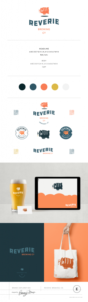 Reverie Brewery branding created by Emmy Jones. A new hangout based in Newport, CT where people can come for a unique experience away from the real world.